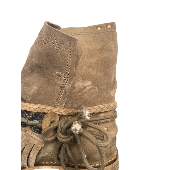 Anthropologie Musse Cloud Boots Women's 6 Brown Suede Fringe Boho Western - Picture 9 of 10